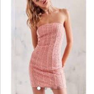 New Strapless Rose Lace Dress UO XS